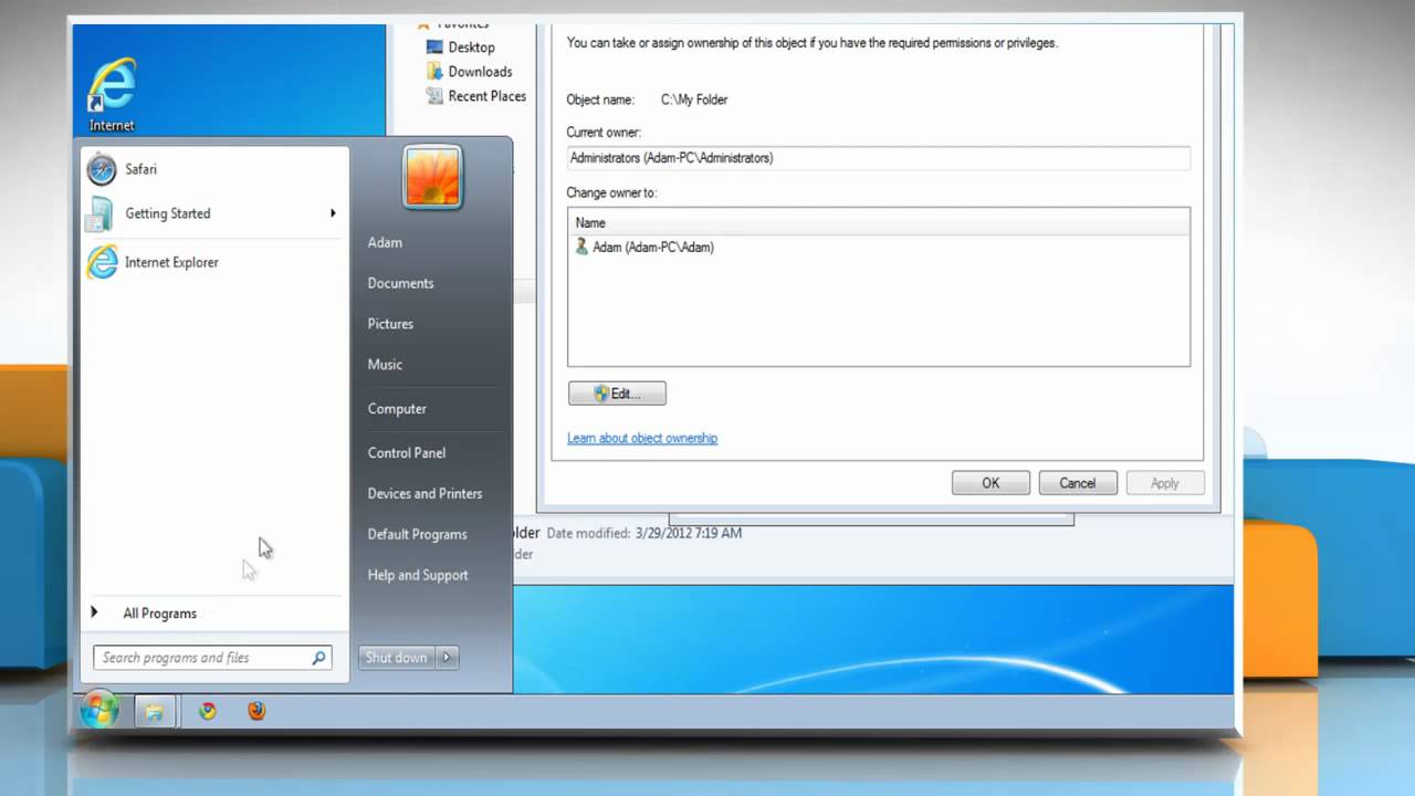 ошибка отказа в доступе в Windows 7