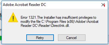 ошибка установки Adobe Reader 1321