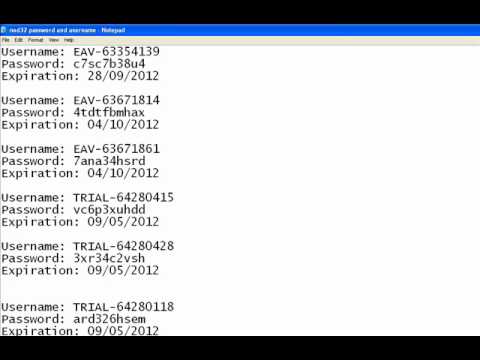 antivirus eset nod32 gebruikersnaam en gebruikersnaam en wachtwoord 2012