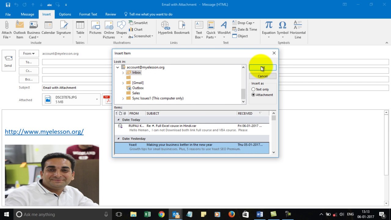 attach image in Outlook express