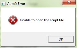 autoit 오류는 스크립트 파일 솔루션을 자주 열 수 없습니다.