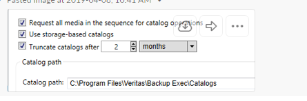 pulizia dei file del catalogo di backup exec