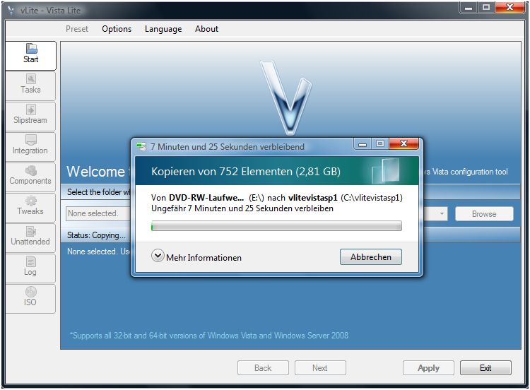 부팅 하드 디스크 Windows Vista erstellen