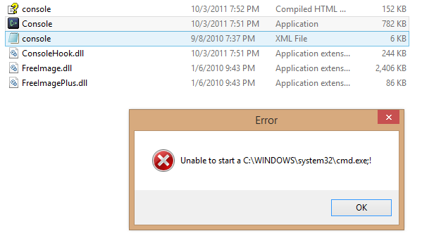c windows system32 cmd.exe error