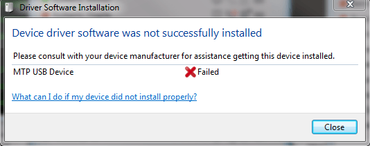no se puede instalar el hardware usb