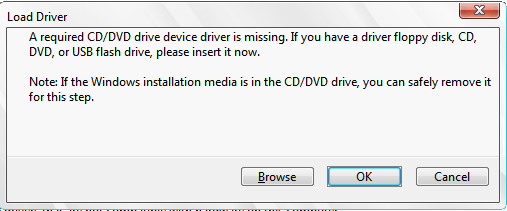 cd-dvd-drivrutin visas inte Windows 7 installation
