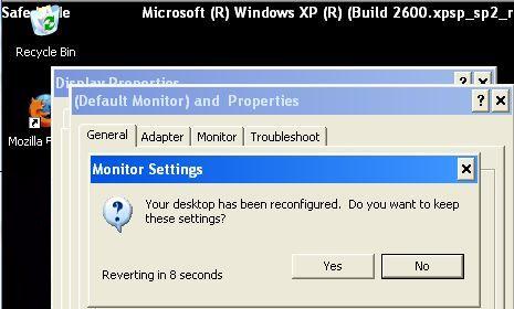 changing screen resolution in safe mode in xp