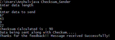 checksum show in java