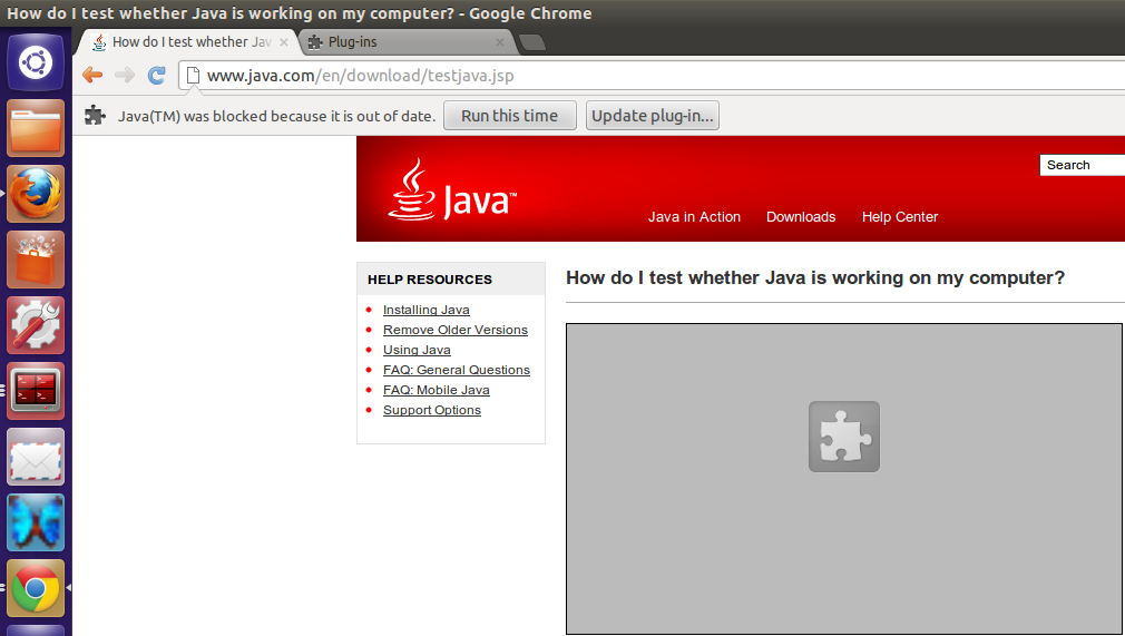 Error de instalación del complemento Java de Chrome