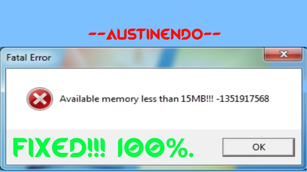 condición cero error fatal memoria disponible menos que 15mb