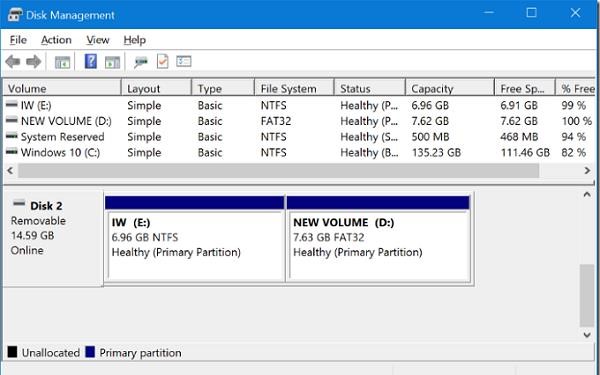 create usb partition in windows