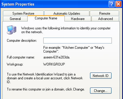 create workgroup in windows xp