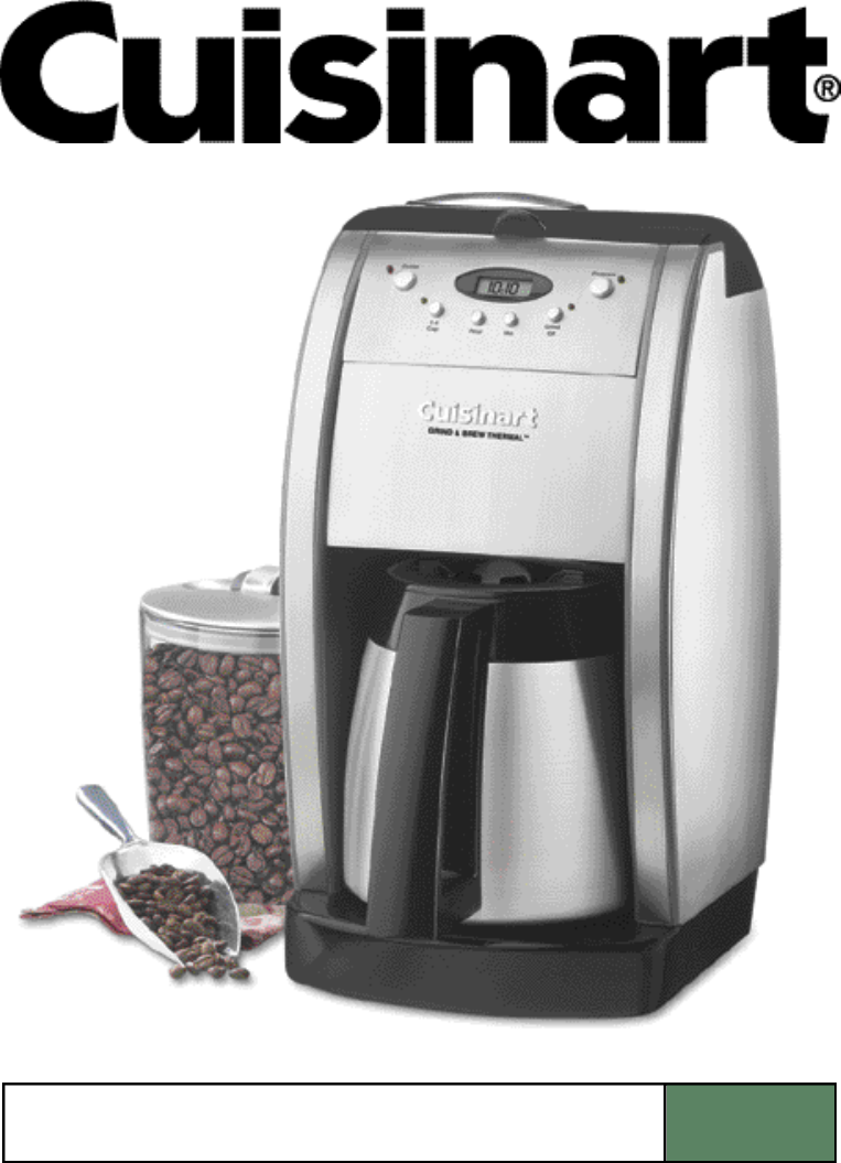 cuisinart dgb-600 kaffesystem felsökning