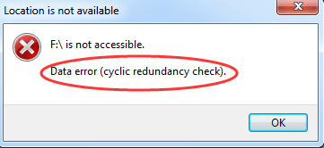 Cyclic Redundancy look error on file
