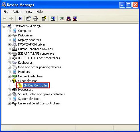 device managers sm bus controller error