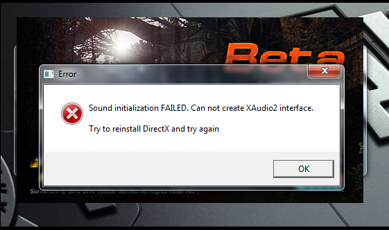 directx sound engine initialization failed