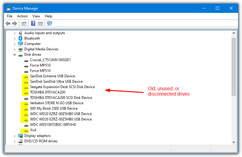 display remove hardware in device manager
