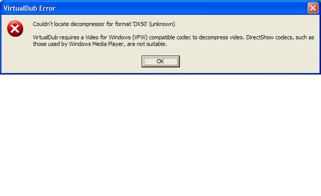 dx50 error virtualdub
