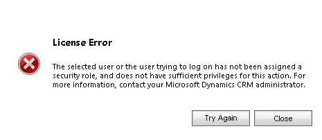 dynamics crm 2011 license error