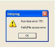 easy programming tool run-time error 75