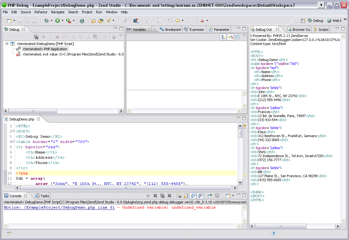 eclipse debug som php-script