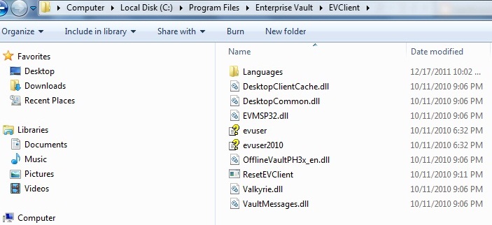 Enterprise Vault ne s'affiche pas dans Outlook 2007