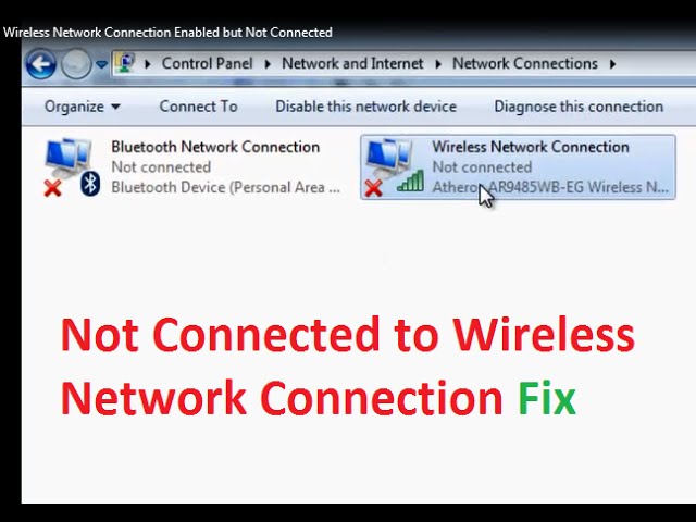 erreur de connexion au réseau sans fil glass windows 7