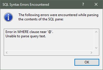 error encountered while parsing access parameters