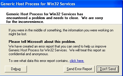 error services de processus hôte générique win32