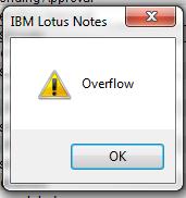 error project overflow lotus notes