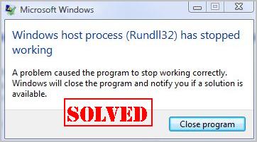 mensaje de error del proceso del host de Windows rundll32