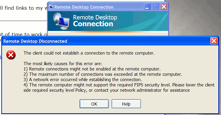 error remote desktop disconnected