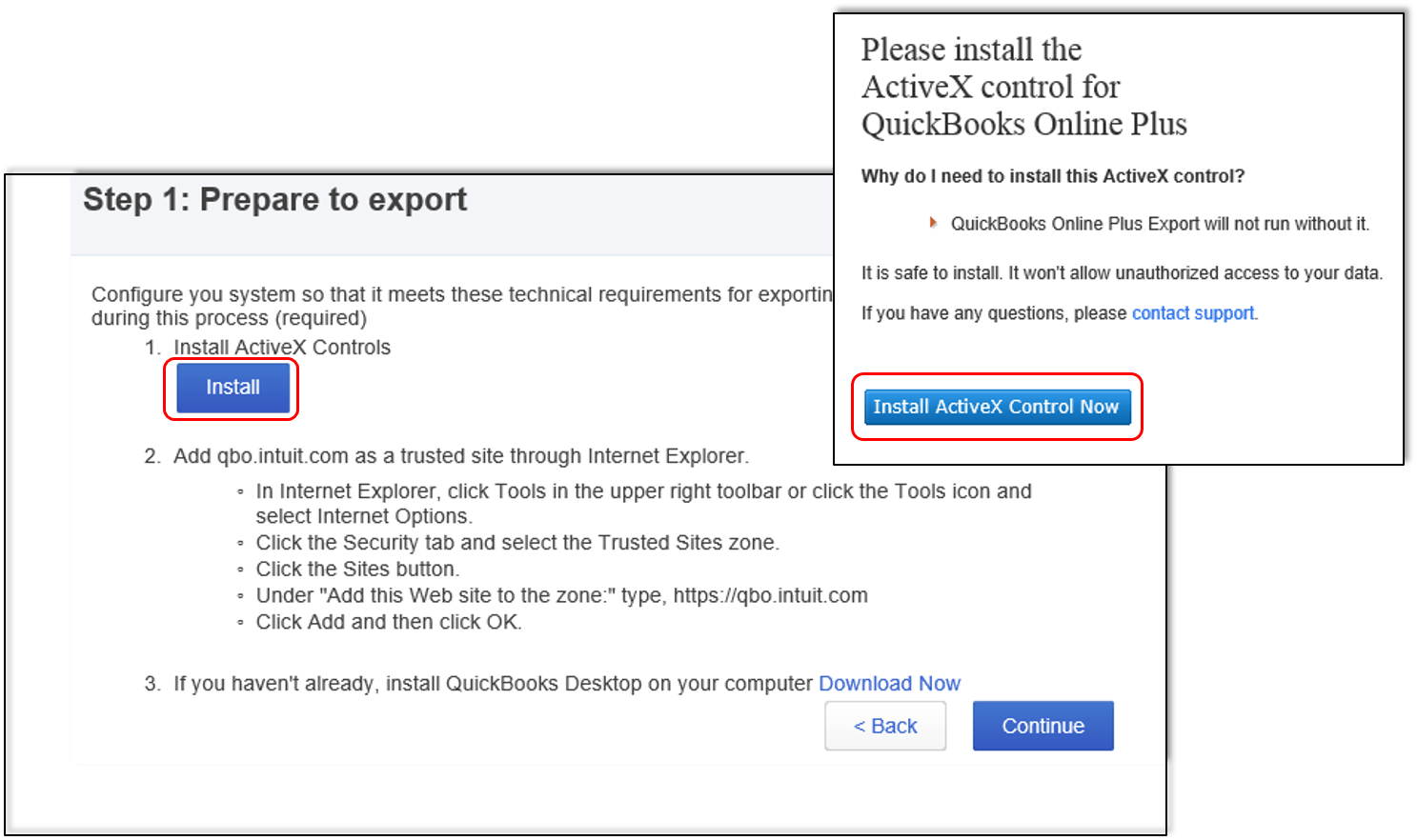 error this version of quickbooks può prendere internet explorer 6.0