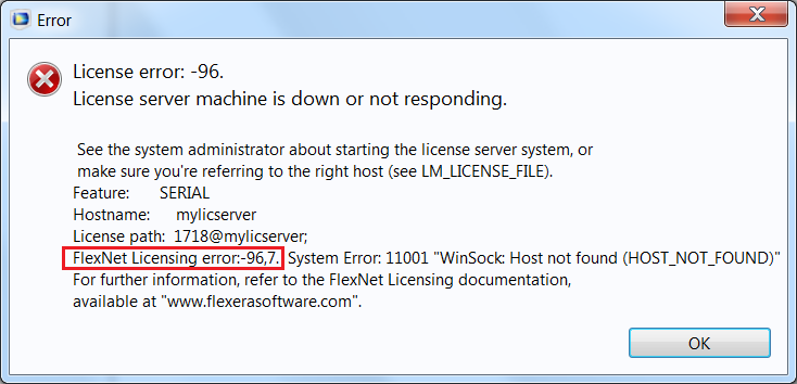 flexnet licensing error 15570 matlab