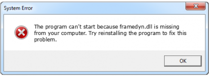 framedyn.dll was not found error