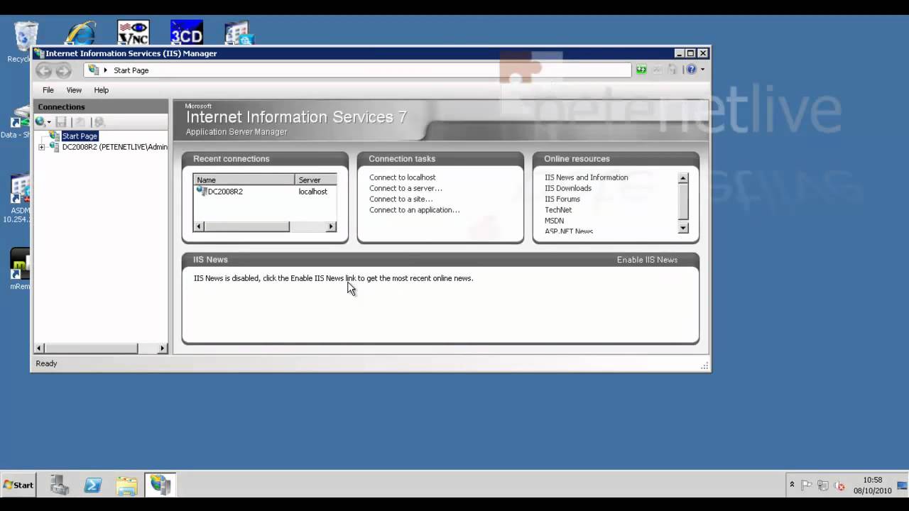 configurazione del server ftp situata in Windows 2008