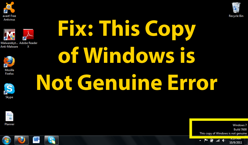 erreur Windows authentique
