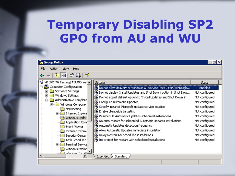  grupppolicy xp use pack 2 