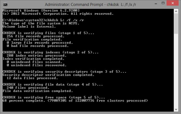 cómo documentar chkdsk en Windows 8