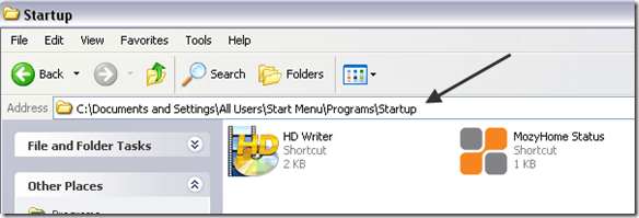cómo agregar exe al inicio de Windows XP