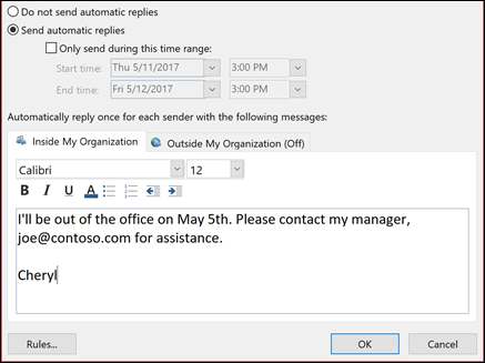 how to auto reply email in outlook