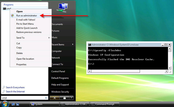 hoe dns-cache direct in Windows Vista te wissen