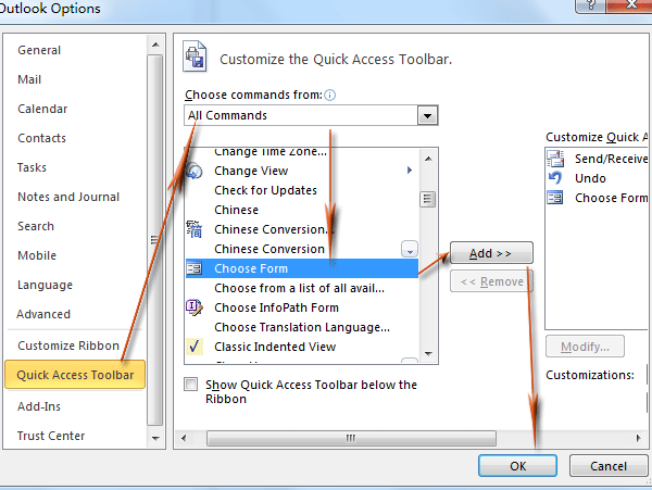 come creare un altro collegamento al modello in Outlook 2007