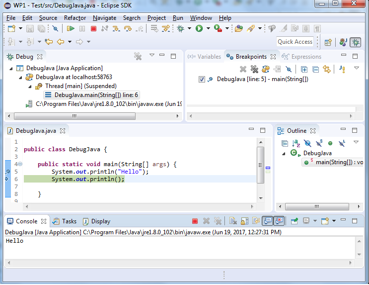 how in the market to debug a program in java eclipse