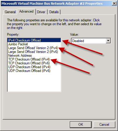 how to disable checksum offload windows 2008