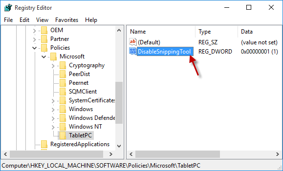 comment se débarrasser de l'option d'impression d'écran dans Windows XP
