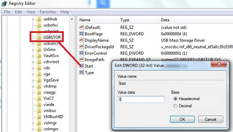 how to disable the usb drive in windows 7