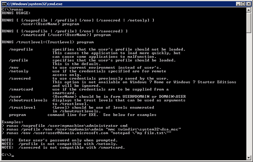 Windows Server 2008에서 runas를 수행하는 데 도움이 되는 방법