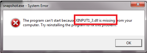 how to fix xinput1_3 dll error