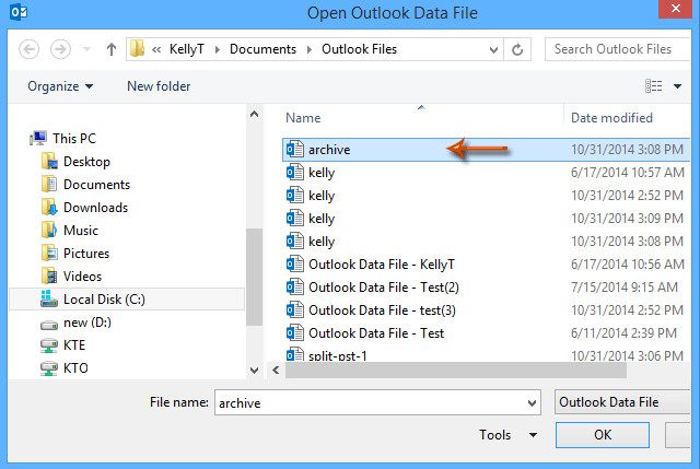 So stellen Sie archivierte Dateien in Outlook 2010 wieder her